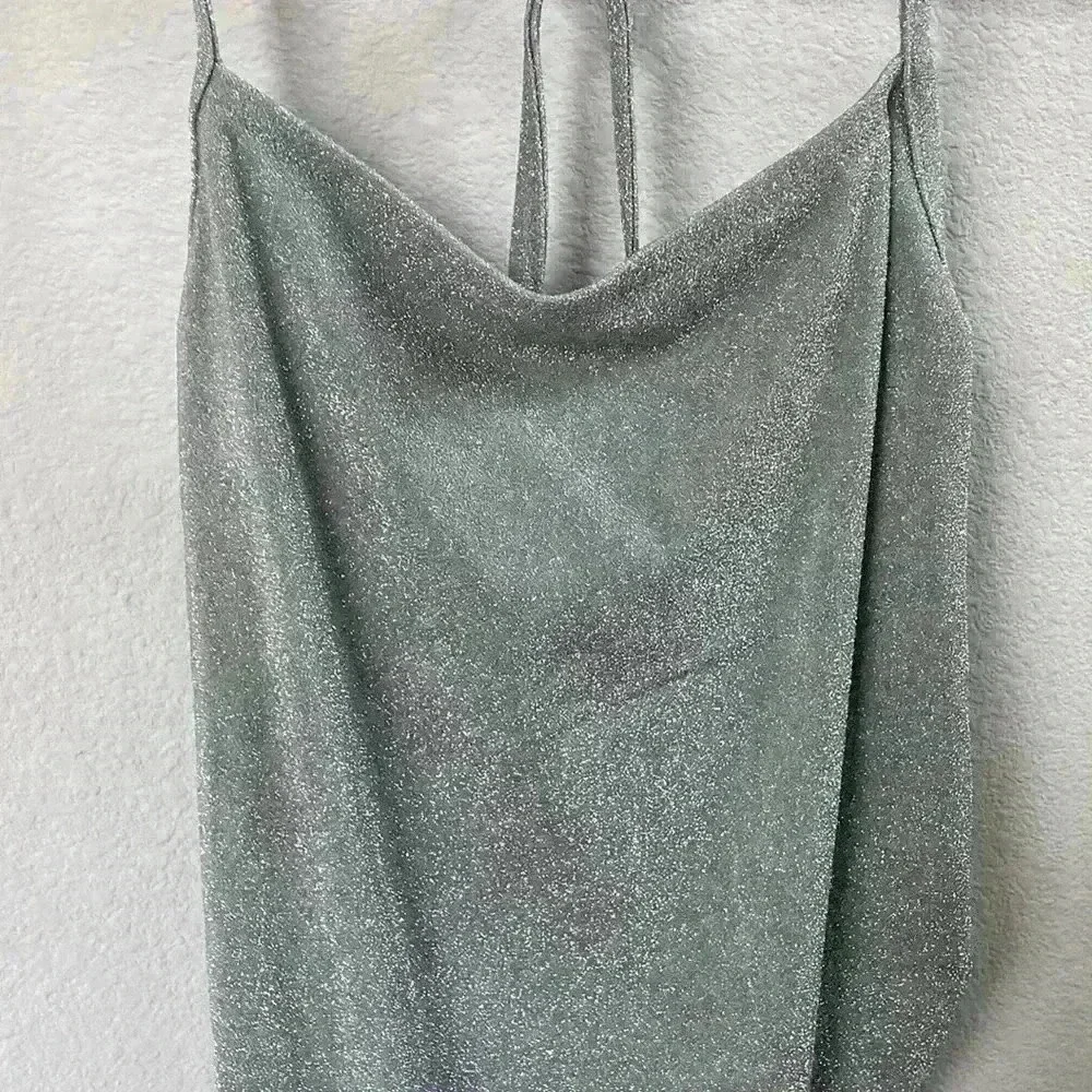 SKIMS Nickel Silver Glitter Open Back Racerback One Piece Swimsuit Size 2X